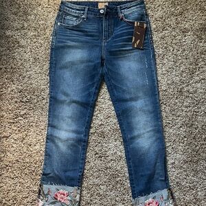 Driftwood Colette Denim Jeans with Floral Cuffs DONATION PENDING IF NOT DOLDD